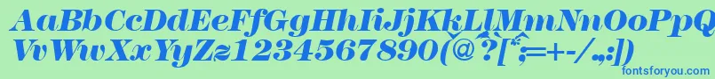 Шрифт Modern438heavyRegularitalic – синие шрифты на зелёном фоне