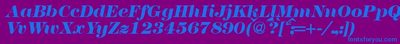 Fonte Modern438heavyRegularitalic – fontes azuis em um fundo violeta