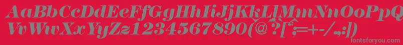 Modern438heavyRegularitalic-fontti – harmaat kirjasimet punaisella taustalla