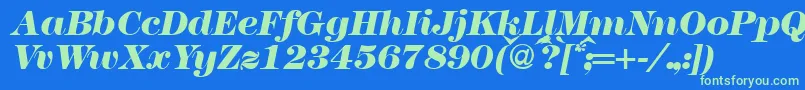 Шрифт Modern438heavyRegularitalic – зелёные шрифты на синем фоне