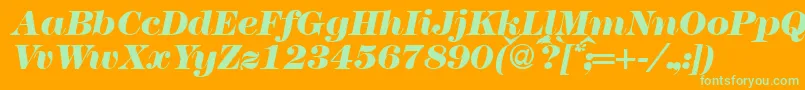 Modern438heavyRegularitalic-Schriftart – Grüne Schriften auf orangefarbenem Hintergrund