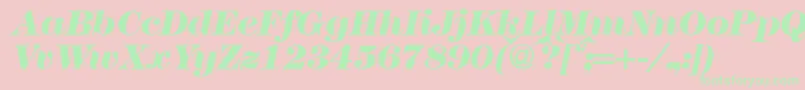 Fonte Modern438heavyRegularitalic – fontes verdes em um fundo rosa