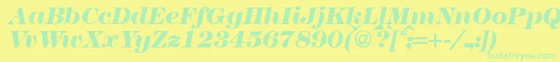 Шрифт Modern438heavyRegularitalic – зелёные шрифты на жёлтом фоне