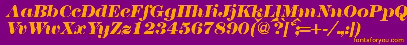 Fonte Modern438heavyRegularitalic – fontes laranjas em um fundo violeta