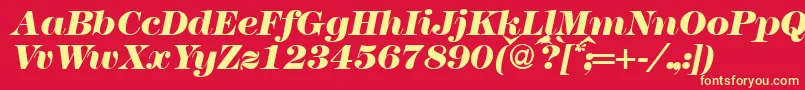 Modern438heavyRegularitalic Font – Yellow Fonts on Red Background