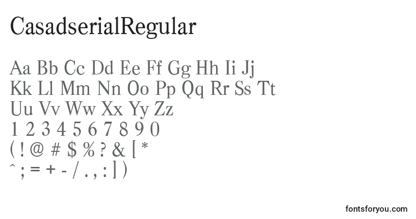 Czcionka CasadserialRegular – alfabet, cyfry, specjalne znaki