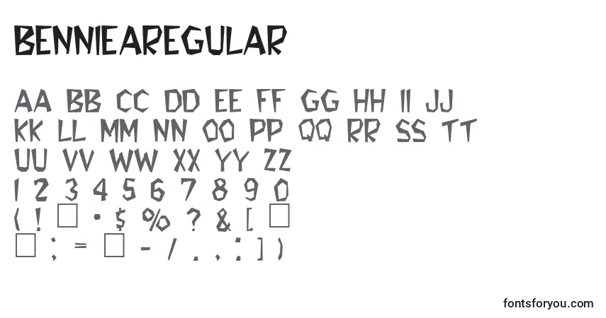 Czcionka BennieaRegular – alfabet, cyfry, specjalne znaki
