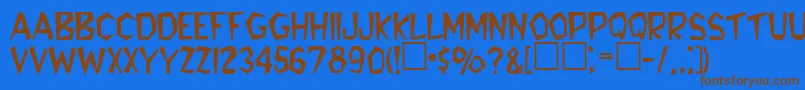 BennieaRegular-Schriftart – Braune Schriften auf blauem Hintergrund