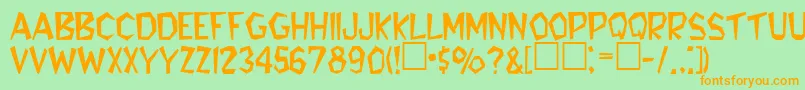 BennieaRegular-Schriftart – Orangefarbene Schriften auf grünem Hintergrund