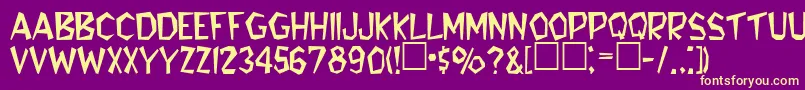 BennieaRegular-Schriftart – Gelbe Schriften auf violettem Hintergrund