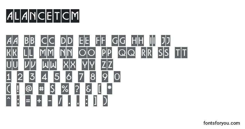 Fuente ALancetcm - alfabeto, números, caracteres especiales