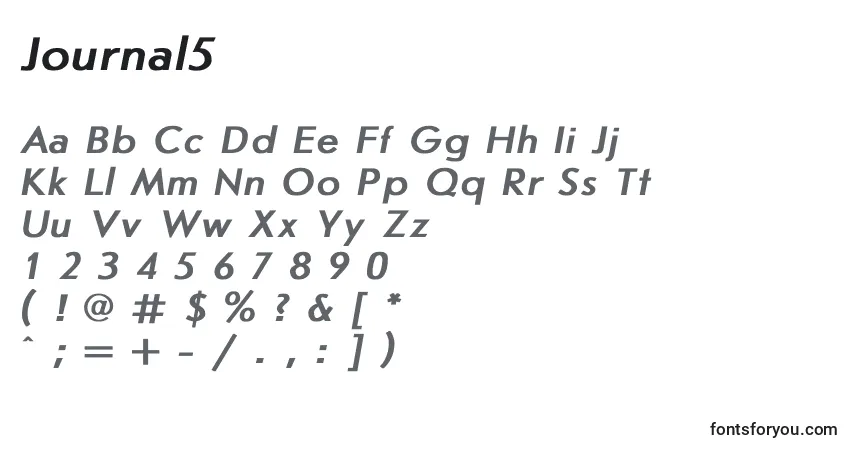 Czcionka Journal5 – alfabet, cyfry, specjalne znaki