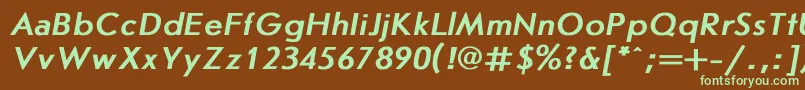 フォントJournal5 – 緑色の文字が茶色の背景にあります。