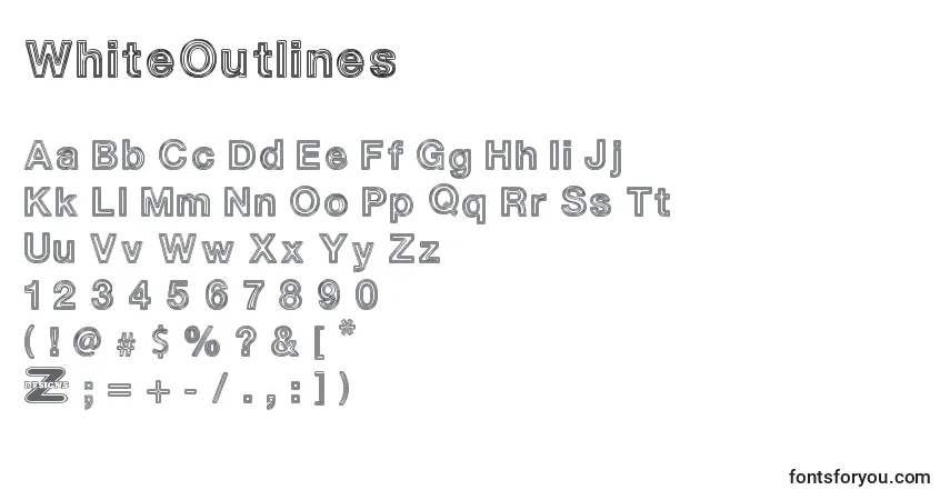 WhiteOutlines-fontti – aakkoset, numerot, erikoismerkit