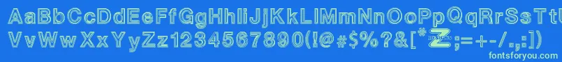 WhiteOutlines Font – Green Fonts on Blue Background