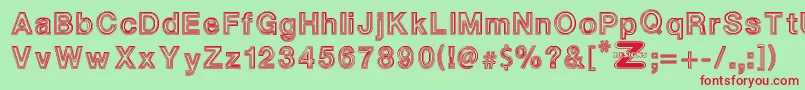 WhiteOutlines Font – Red Fonts on Green Background