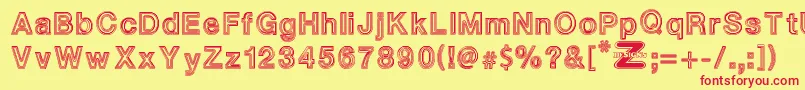 WhiteOutlines Font – Red Fonts on Yellow Background