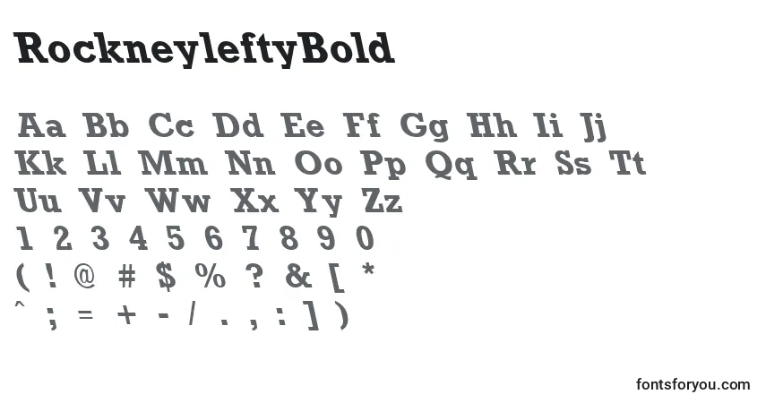 Шрифт RockneyleftyBold – алфавит, цифры, специальные символы