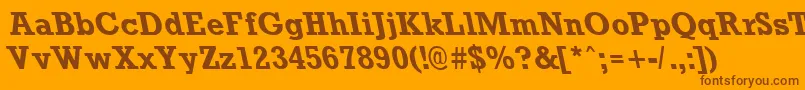 RockneyleftyBold Font – Brown Fonts on Orange Background