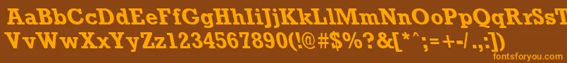 RockneyleftyBold Font – Orange Fonts on Brown Background