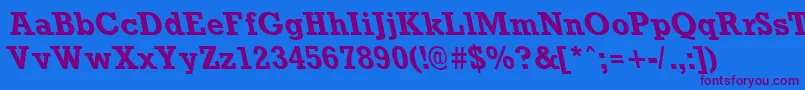 RockneyleftyBold Font – Purple Fonts on Blue Background