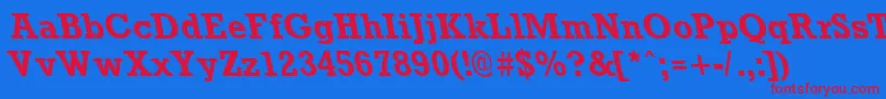 RockneyleftyBold Font – Red Fonts on Blue Background