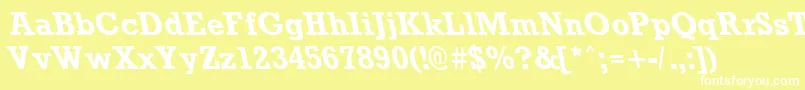RockneyleftyBold-Schriftart – Weiße Schriften auf gelbem Hintergrund