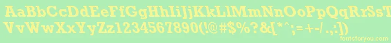 フォントRockneyleftyBold – 黄色の文字が緑の背景にあります