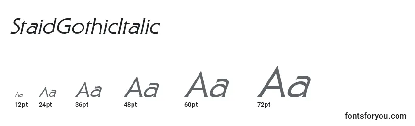 Размеры шрифта StaidGothicItalic