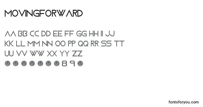 Czcionka MovingForward – alfabet, cyfry, specjalne znaki