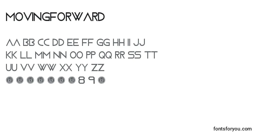 A fonte MovingForward – alfabeto, números, caracteres especiais