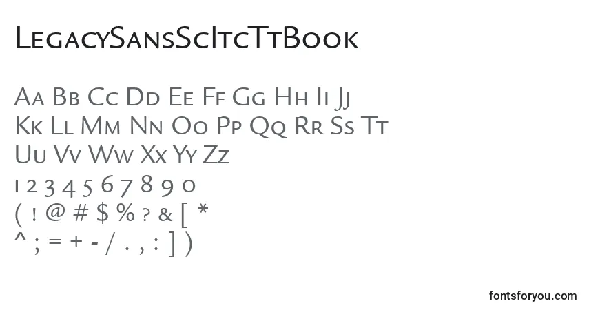 Czcionka LegacySansScItcTtBook – alfabet, cyfry, specjalne znaki