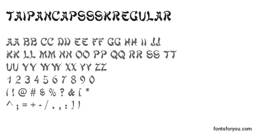 A fonte TaipancapssskRegular – alfabeto, números, caracteres especiais