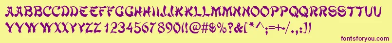 TaipancapssskRegular Font – Purple Fonts on Yellow Background