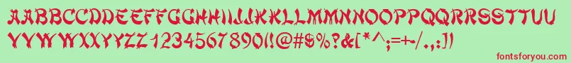 TaipancapssskRegular Font – Red Fonts on Green Background