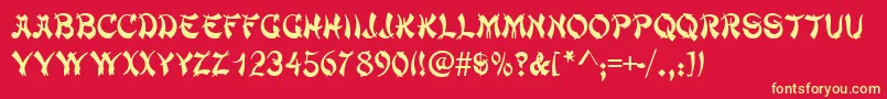 TaipancapssskRegular Font – Yellow Fonts on Red Background