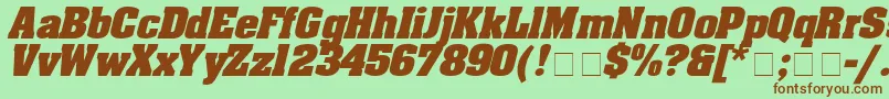 Fonte EricaboldexpdItalic – fontes marrons em um fundo verde