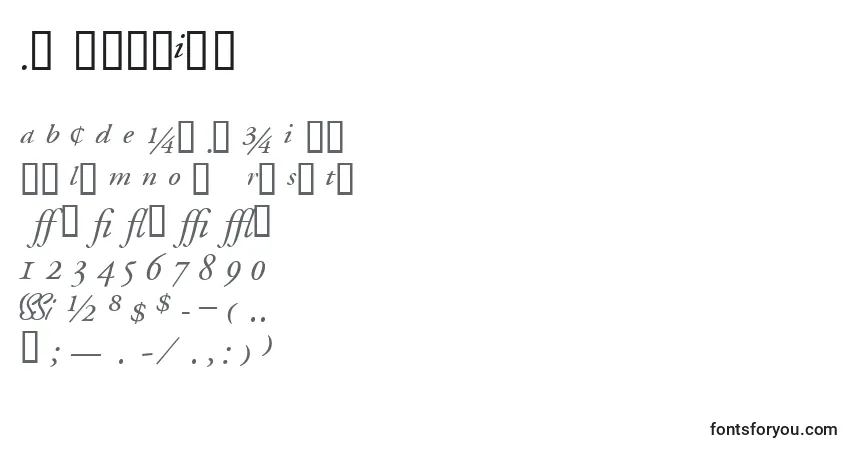 Шрифт GaramondprosskItalic – алфавит, цифры, специальные символы