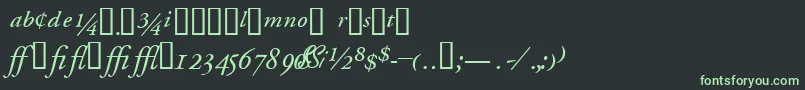 フォントGaramondprosskItalic – 黒い背景に緑の文字