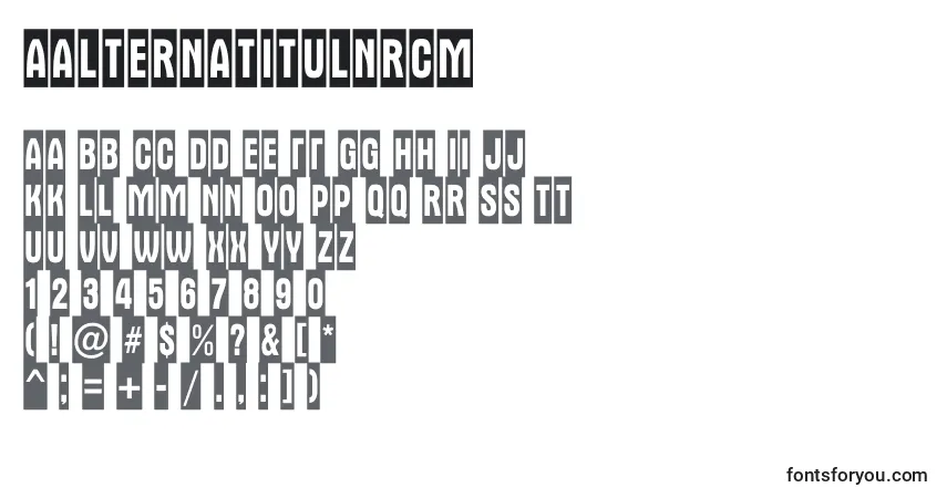 Czcionka AAlternatitulnrcm – alfabet, cyfry, specjalne znaki
