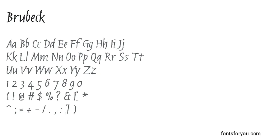 A fonte Brubeck – alfabeto, números, caracteres especiais