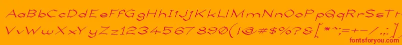 LlynfyrchFwyrrdynn-Schriftart – Rote Schriften auf orangefarbenem Hintergrund