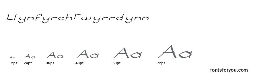Tamaños de fuente LlynfyrchFwyrrdynn