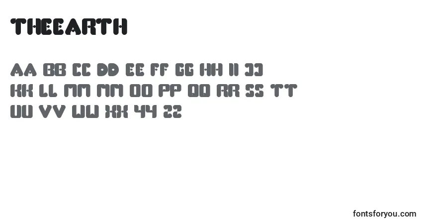 Czcionka TheEarth – alfabet, cyfry, specjalne znaki