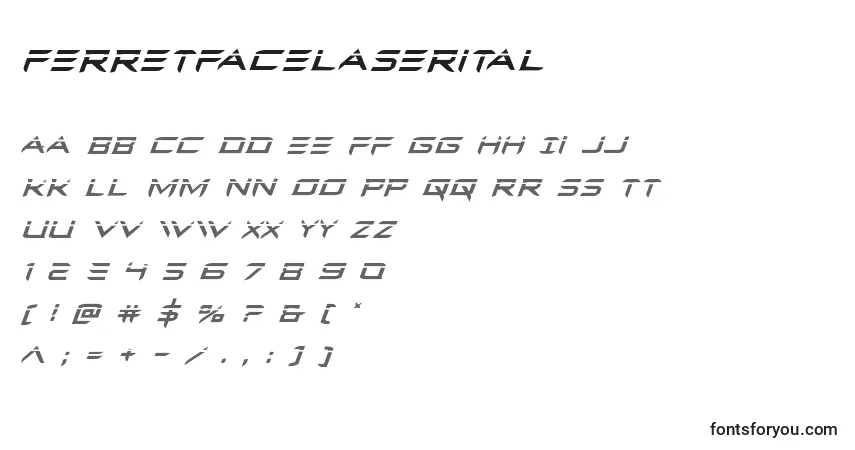 A fonte Ferretfacelaserital – alfabeto, números, caracteres especiais