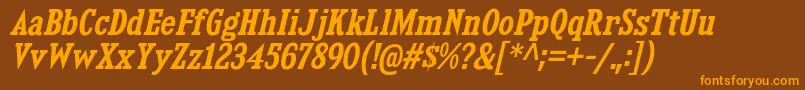 フォントKingsbridgeScSbIt – オレンジ色の文字が茶色の背景にあります。