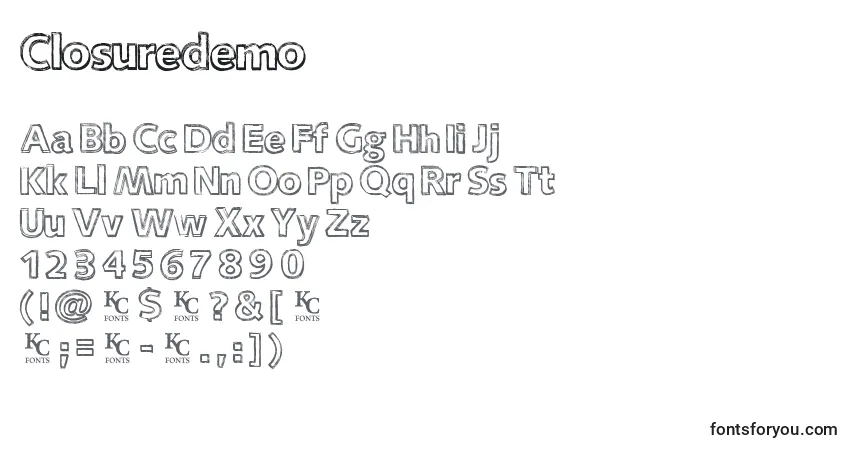 Closuredemo Font – alphabet, numbers, special characters