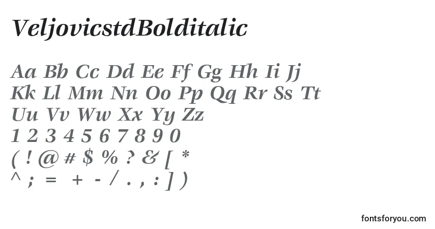 Шрифт VeljovicstdBolditalic – алфавит, цифры, специальные символы
