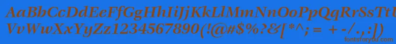 フォントVeljovicstdBolditalic – 茶色の文字が青い背景にあります。