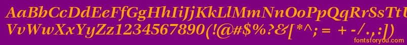 VeljovicstdBolditalic-fontti – oranssit fontit violetilla taustalla